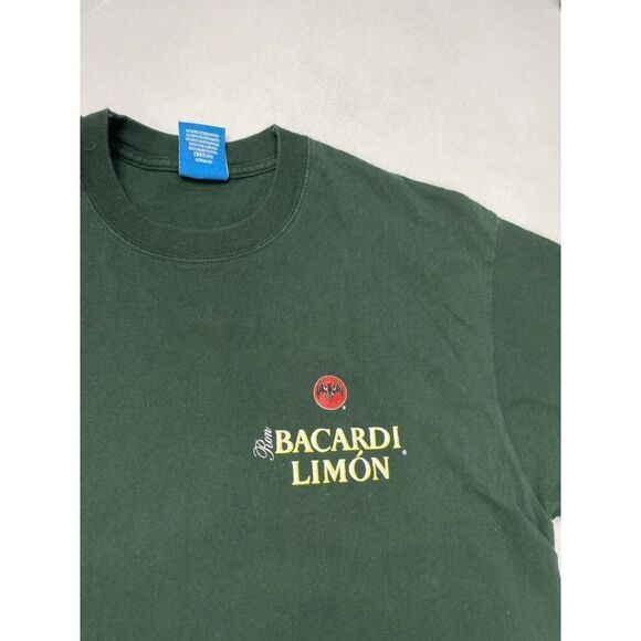 VINTAGE Bacardi Limon Graphic T-shirt Men Large Green Short Sleeve 90s - Picture 4 of 8